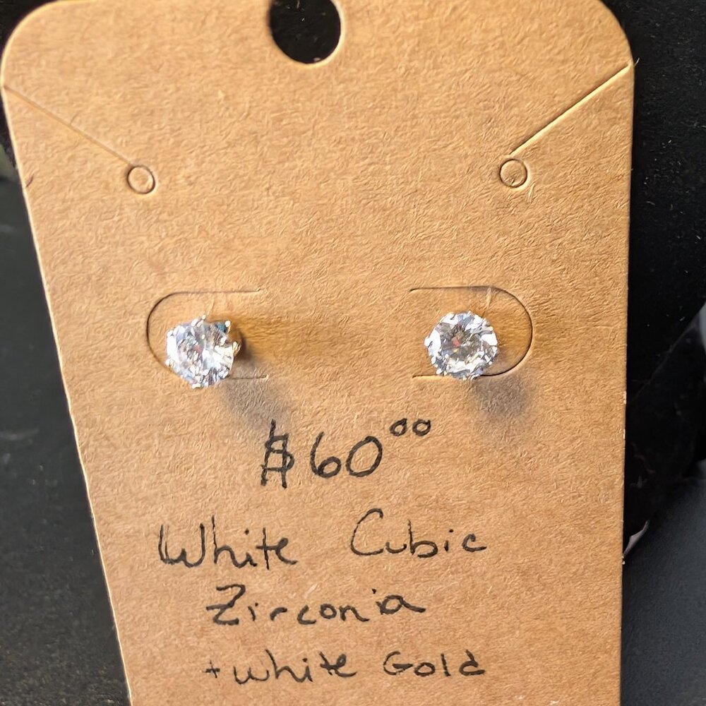 cubic zirconia studs white gold